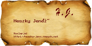 Heszky Jenő névjegykártya